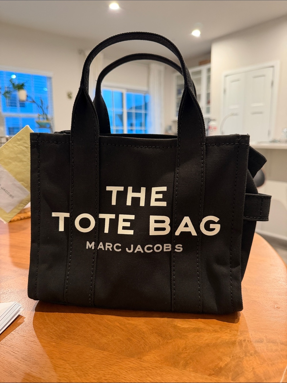 Marc Jacobs Black Canvas Tote Bag with White Logo Small